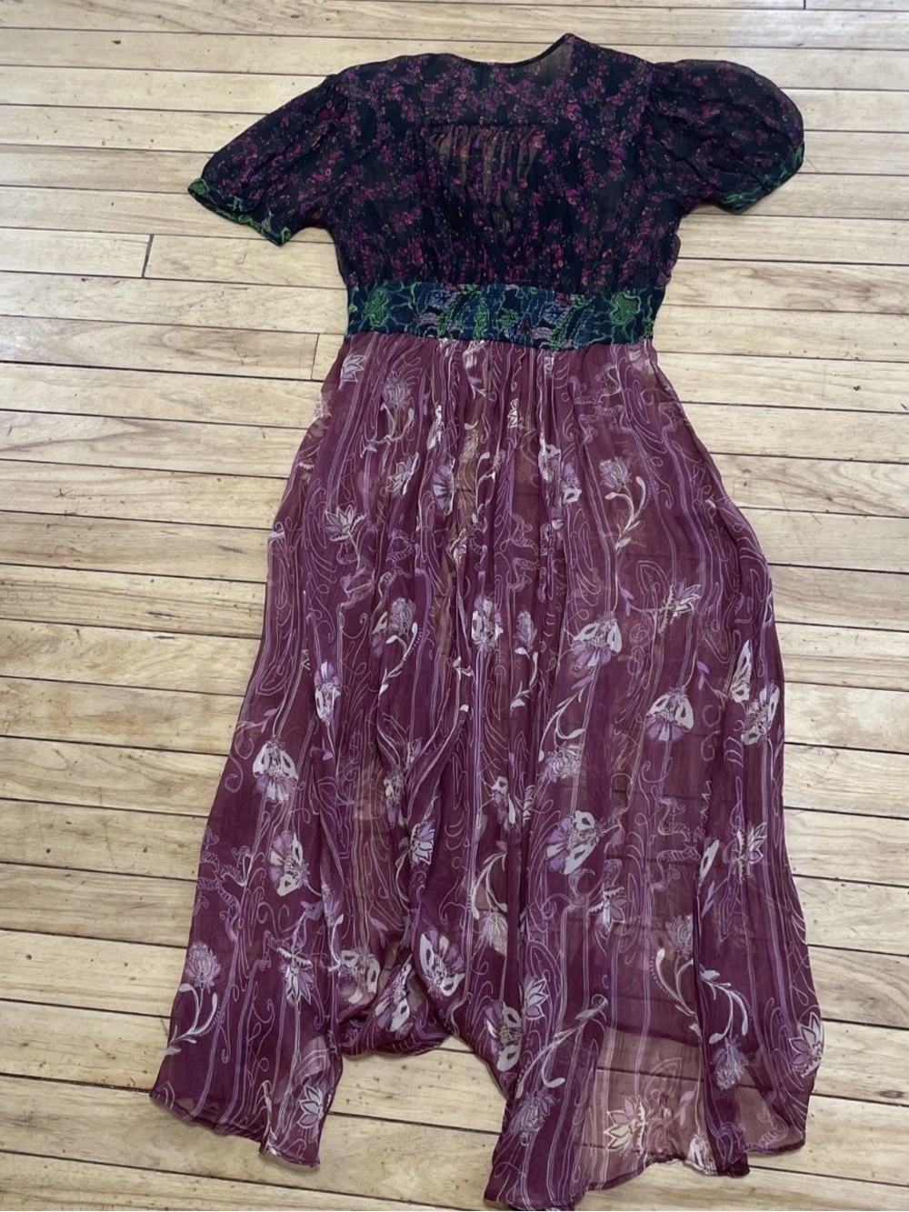 Free People Daisy Fields Sheer Floral Maxi Tunic Dress Size XS - Picture 2 of 9